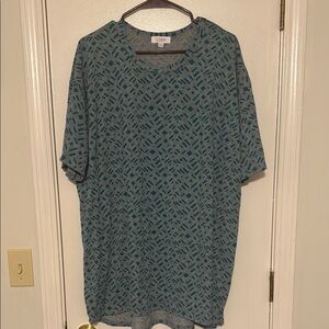 Teal Patterned Short Sleeve Shirt